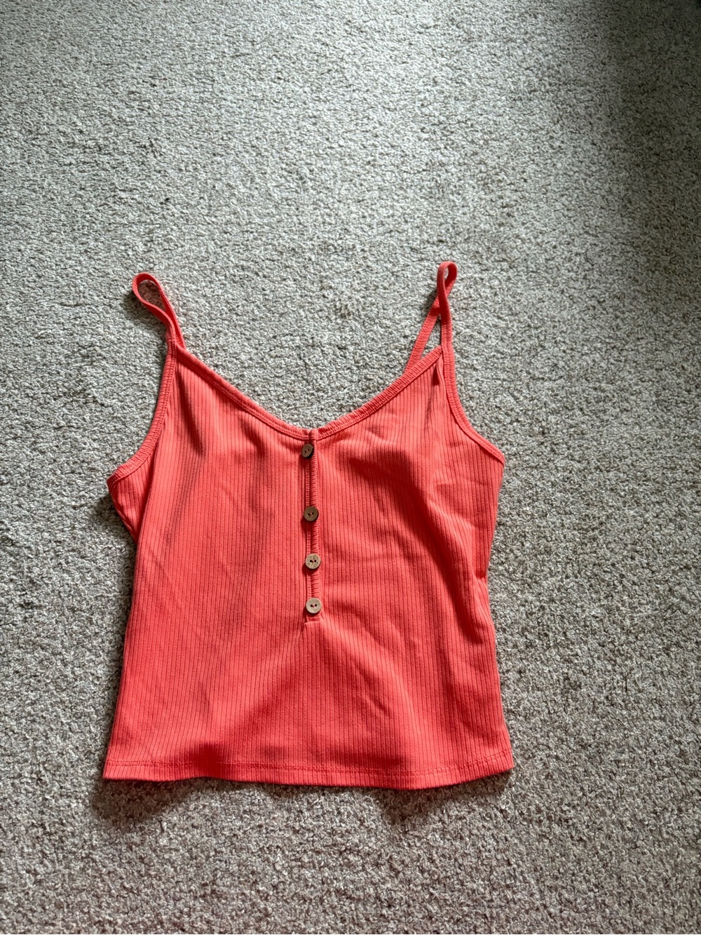 Revamped Coral Ribbed Button-Front Cami
